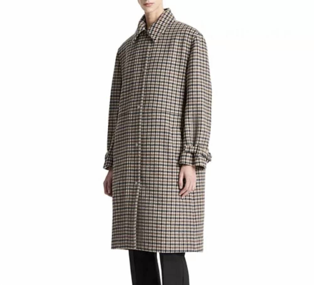 NEW VINCE plaid car coat